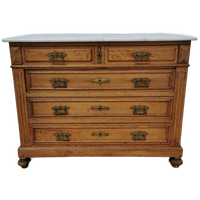 Vintage Antiek Dressoir Commode Ladekast Badkamermeubel Met Marmer Blad 903
