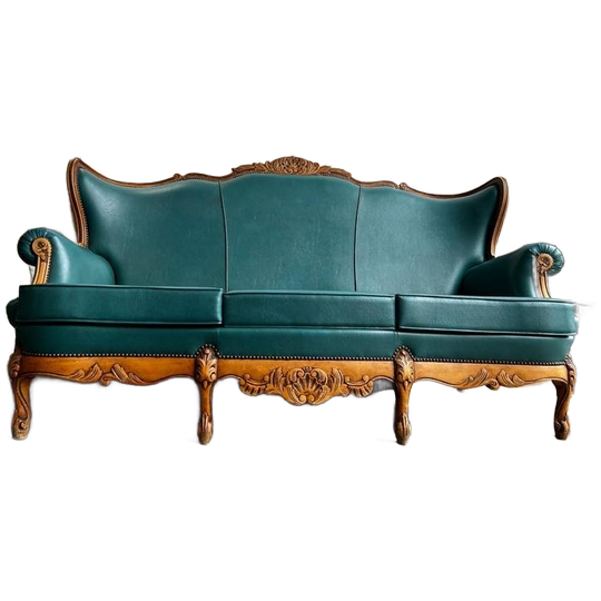 Vintage Turquoise Barok Zetel / Canapé / Bank 1
