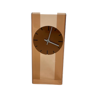 Vintage Desk Or Wall Mounted Clock - Brown Acrylic - 1970’S - Working On Battery