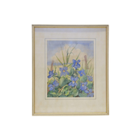 Beige Lijst Blauwe Bloemen