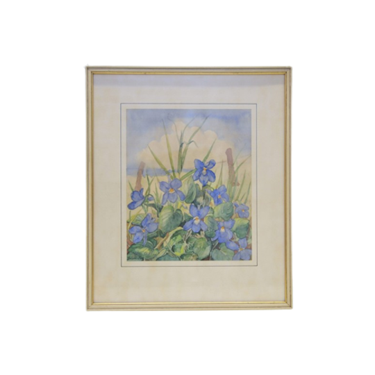 Beige Lijst Blauwe Bloemen 1