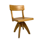 Houten Kinderstoel, Draaistoel, Schoolstoel, Jaren 50 thumbnail 1