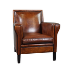 Geweldige Schapenleren Fauteuil In Artdeco Stijl Met Warme Kleuren thumbnail 1