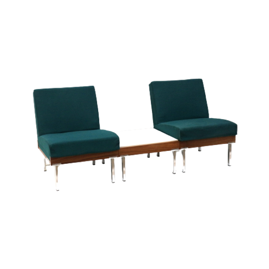 Set Van 2 Fauteuils En Salontafel / Modulaire Bank Gemaakt In De Jaren '60 1