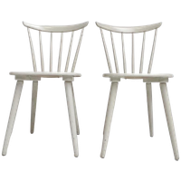 Set Witte Vintage Spijltjesstoelen, 1970’s