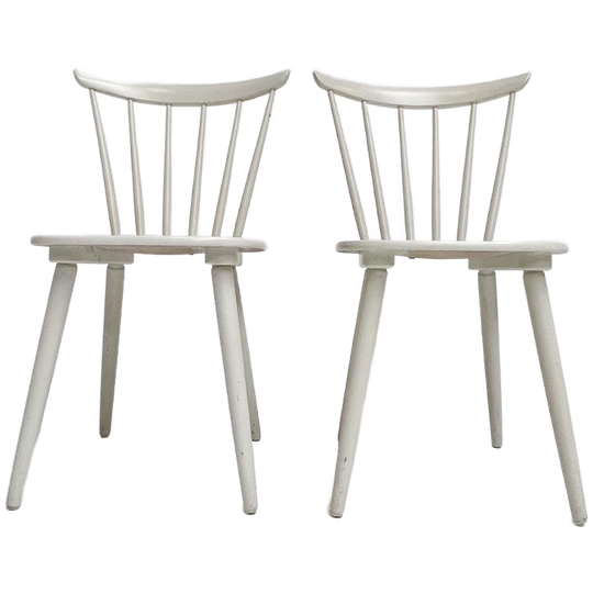 Set Witte Vintage Spijltjesstoelen, 1970’s 1