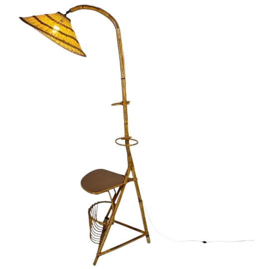 Staande Bamboe Lamp, Jaren 50 1