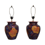 Hand - Turned Ceramic / Glazed Vase Lamp Holders 70s ( Most Likely French ) Height / Vase 40 Cm D thumbnail 1