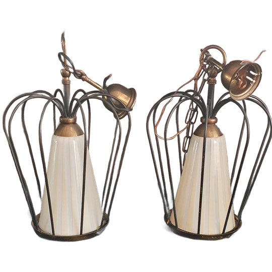 Vintage - Hanglamp - Plafondlamp - In Kooi - Kroonvorm - 2 Stuks 1