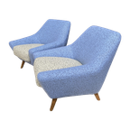 Set Of Two Blue And White Wool Chairs 1960S thumbnail 1
