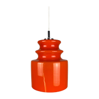 Vintage Oranje Glazen Hanglamp Van Peill en Putzler 1960