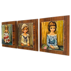 Set Retro Schilderijtjes Eden Groot Oog Meisje 1960’s thumbnail 1