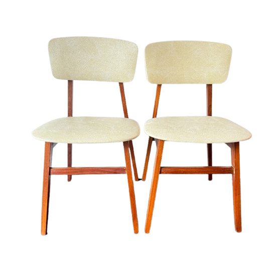 Vintage Stoelen Simpla-lux - Set Van 2- Nederlands Ontwerp - Hout, Kunstleer - Jaren 60/70 1