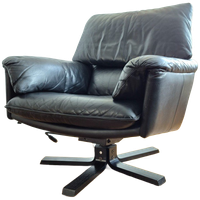 Leolux Cece Fauteuil Op Steren Voet. Zwart Leer