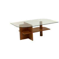 Vintage Houten Salontafel Met Glazen Blad Gemaakt In De Jaren ’70
