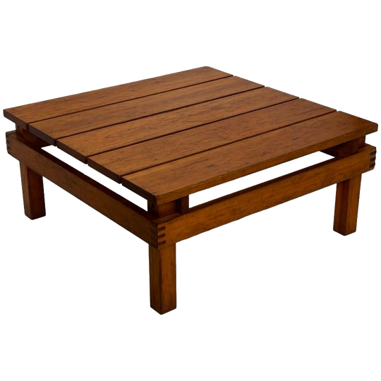 Vintage Salontafel Pinewood Slatted Design Jaren 70 1