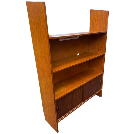 Vintage Teakhouten Boekenkast Met Schuifdeuren 1