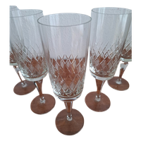 5 Hoge Champagneglazen, Kristallen Flutes, Kristallen Glazen