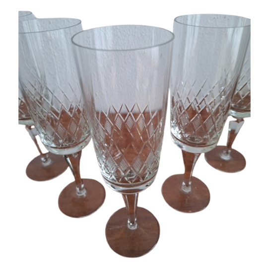 5 Hoge Champagneglazen, Kristallen Flutes, Kristallen Glazen 1