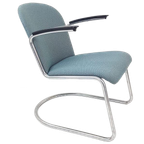 Gispen Fauteuil Model 413 Nieuw Gestoffeerd Grape Blauw thumbnail 1