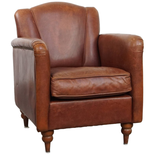 Stijlvolle Schapenleren Art Deco Fauteuil/ Armchair Met Een Tijdloos Design En Karakter 1