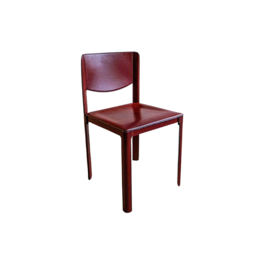 2oth Century Matteo Grassi Red Leather Dining Chair Set 6pc 1