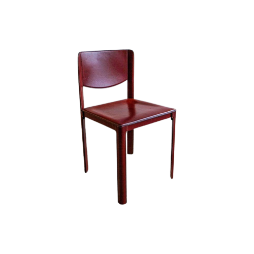 2Oth Century Matteo Grassi Red Leather Dining Chair Set 6Pc