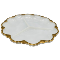 Vintage Serveerschaal Melkglas Met Gouden Rand Jaren 60