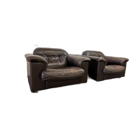 Set Van 2 Vintage Lederen Fauteuils /eenzitten Ds101 De Sede 1