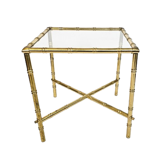 Messing - Bamboe - Maison Bagues Stijl - Bijzettafel - Mid Century 1