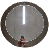 70's Vintage Ronde Spiegel Rookglas Spaceage Grote Spiegel