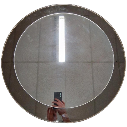 70's Vintage Ronde Spiegel Rookglas Spaceage Grote Spiegel 1