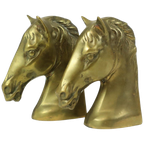 Vintage Koppel Messing Boekensteunen Paardenkop Beelden thumbnail 1