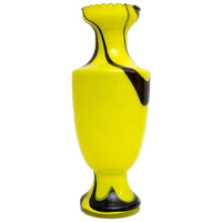 Neongele / Zwart Vintage Opaline Glazen Vaas - Reliving