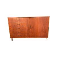 Teak Mid Century Low Board Kast Met Laden