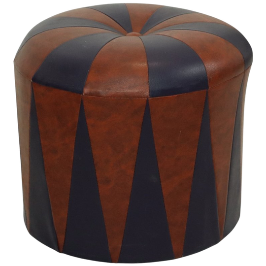 Ronde Vintage Poef Paars Bordeaux Tweekleurig Skai Sixties 1