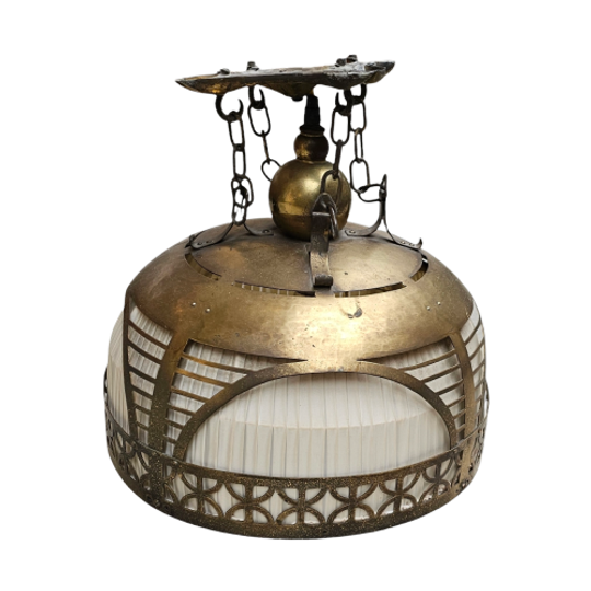 Amsterdamse School / Hanging Lamp / Iron / Linen / 1920s 1