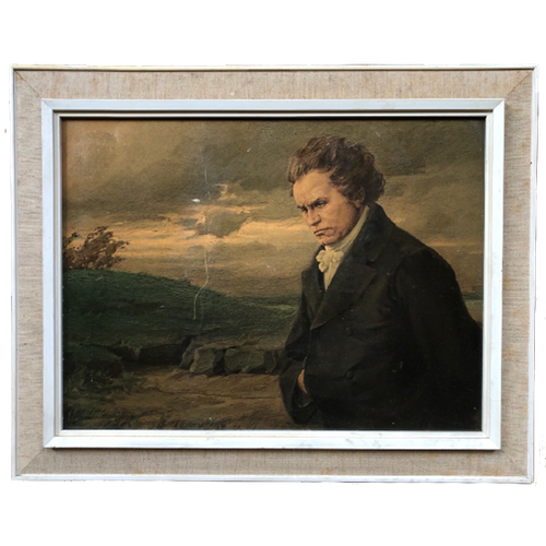 Schilderij - Print Van Ludwig Van Beethoven Aan De Wandel.