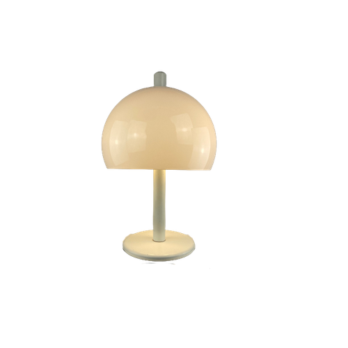 Large Mid-Century Fully White Acrylic Mushroom Table Lamp Xl 1970