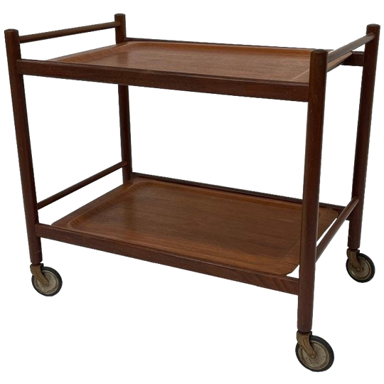 Vintage Serveerwagen Bijzettafel Jaren 60 Teak Fineer 1