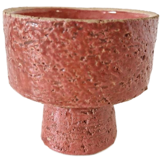 Vintage Bloempot Berkenbast Oud Roze Keramiek 1