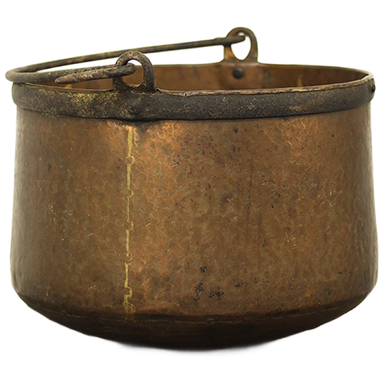Grote Antieke Koperen Ketel Met Hamerslag 1