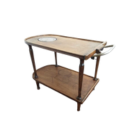 Antieke Warmhoud Tafel (Werkend) Warmhoud Plaat Serveerwagen / Antieke Trolley Met Warmhoudplaat