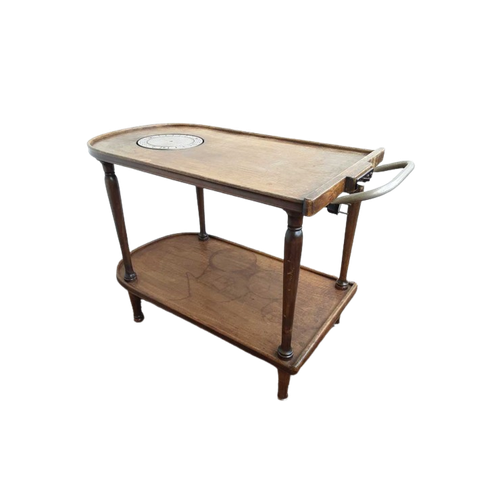 Antieke Warmhoud Tafel (Werkend) Warmhoud Plaat Serveerwagen / Antieke Trolley Met Warmhoudplaat