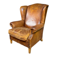 Vintage Schaapsleren Wingback Fauteuil