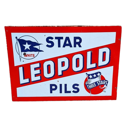 Xxl Dubbelzijdig Emaille Bord Star Leopold Pils🍺
