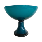 Glazen Schaal Aquablauw/Turquoise Op Voet thumbnail 1