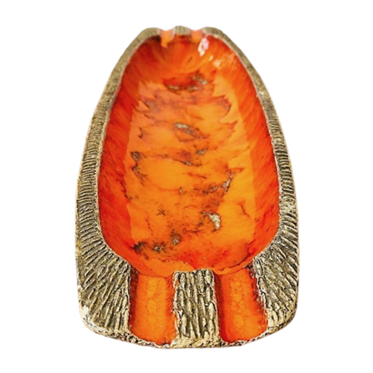 Retro Schaal Keramiek Oranje West-germany Stijl 1