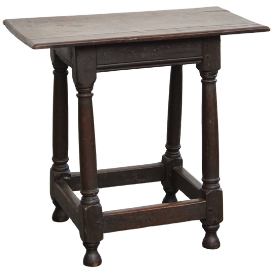 Charmante, Grote Antieke Engelse Bijzettafel/ Stool Met Een Prachtig Patina 1
