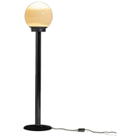 Modernistische Mid-century Chrome Vloerlamp Met Opaline Glazen Bol, Italië 1970s